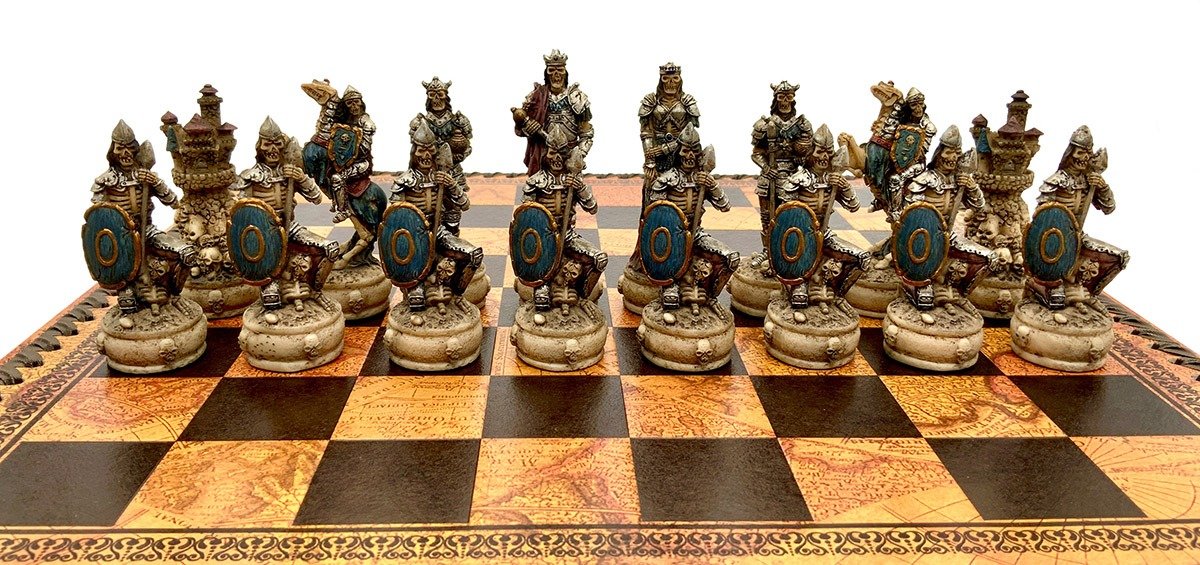 Luxe Indian Handmade Pièces d'échecs Dans Belle Boîte 