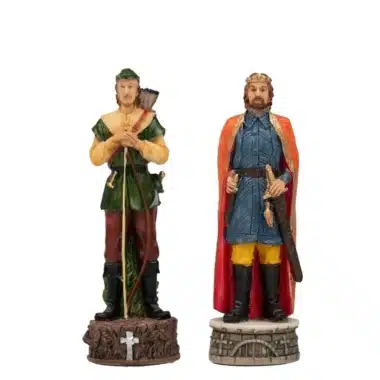 Ensemble Robin des Bois Echiquier en Similicuir & Jeu d'Echecs en Résine Peint à la Main – Image 15