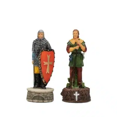 Ensemble Robin des Bois Echiquier en Similicuir & Jeu d'Echecs en Résine Peint à la Main – Image 13