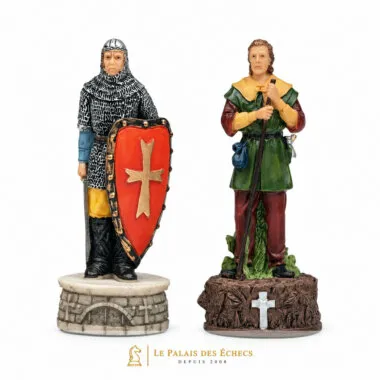 Pièces fou du jeu Robin des Bois : chevalier au bouclier et archer en résine peinte
