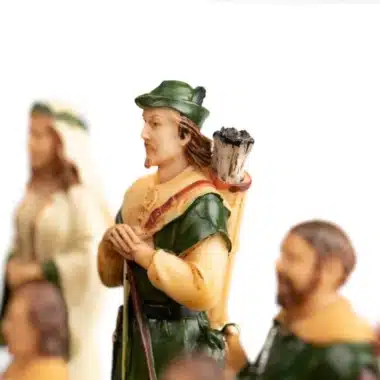 Alternative view of Ensemble Robin des Bois Echiquier en Similicuir & Jeu d'Echecs en Résine Peint à la Main