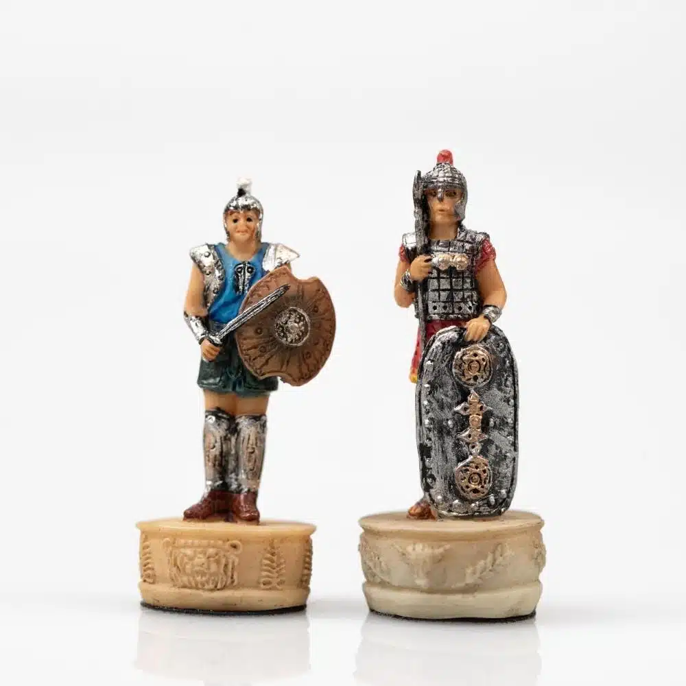 Ensemble Guerre de Troie Echiquier en Similicuir et Jeu d'Echec en Résine Peint à la Main – Image 10