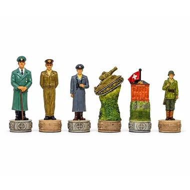 Jeu d'échecs Hitler vs Roosevelt, pièces d'un camp présentées en rang