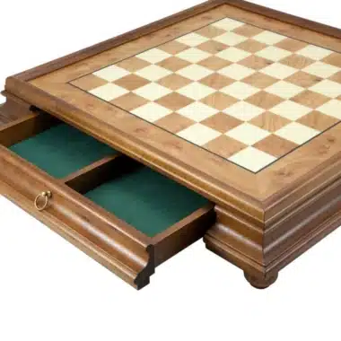 Alternative view of Echiquier sur Pied en Bois de Bruyère et d'Orme avec Tiroir de Rangement
