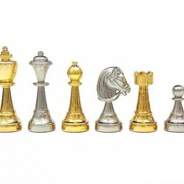 Jeu d'Echecs en Métal Plaqué Or et Argent "Classic Flower"