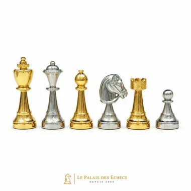 Jeu d'Echecs en Métal Plaqué Or et Argent "Classic Flower"