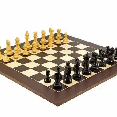 Ensemble "Frankfurt Grand" Echiquier en, Bois de Wenge & Jeu d'Echecs en Bois de Buis
