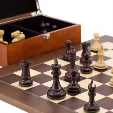 Ensemble Windsor Montgoy Echiquier et Jeu d'Echec en Bois de Rose Doré et Racine de Palissandre – Image 4