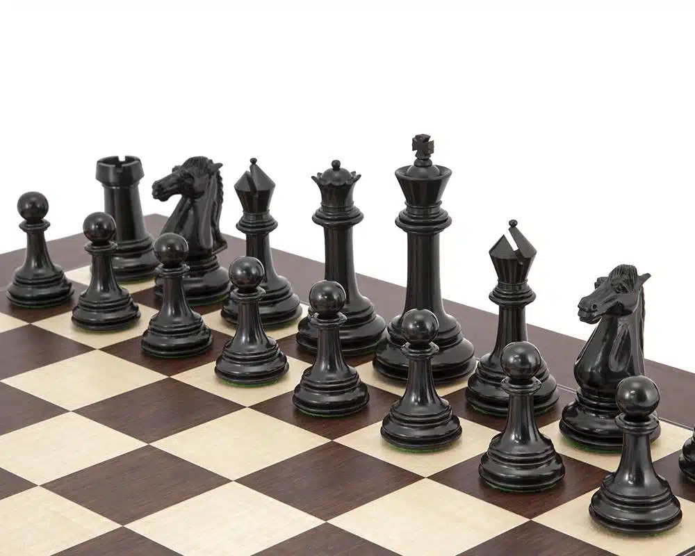 Ensemble Parthenon II Echiquier en Bois de Rose et Erable & Jeu d'Echecs en Bois d'Ebène – Image 2