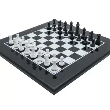 Ensemble Jeu d'Echec Bicolore Noir et Blanc Moderne en Bois