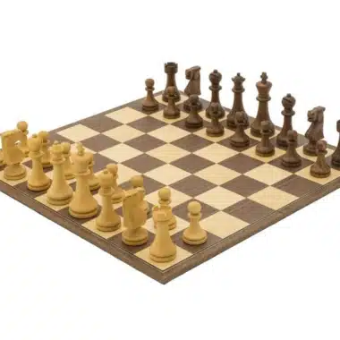 Ensemble Fondateur Echiquier Pliable en Bois de Noyer et d'Erable & Jeu d'Echecs en Bois de Rose Doré