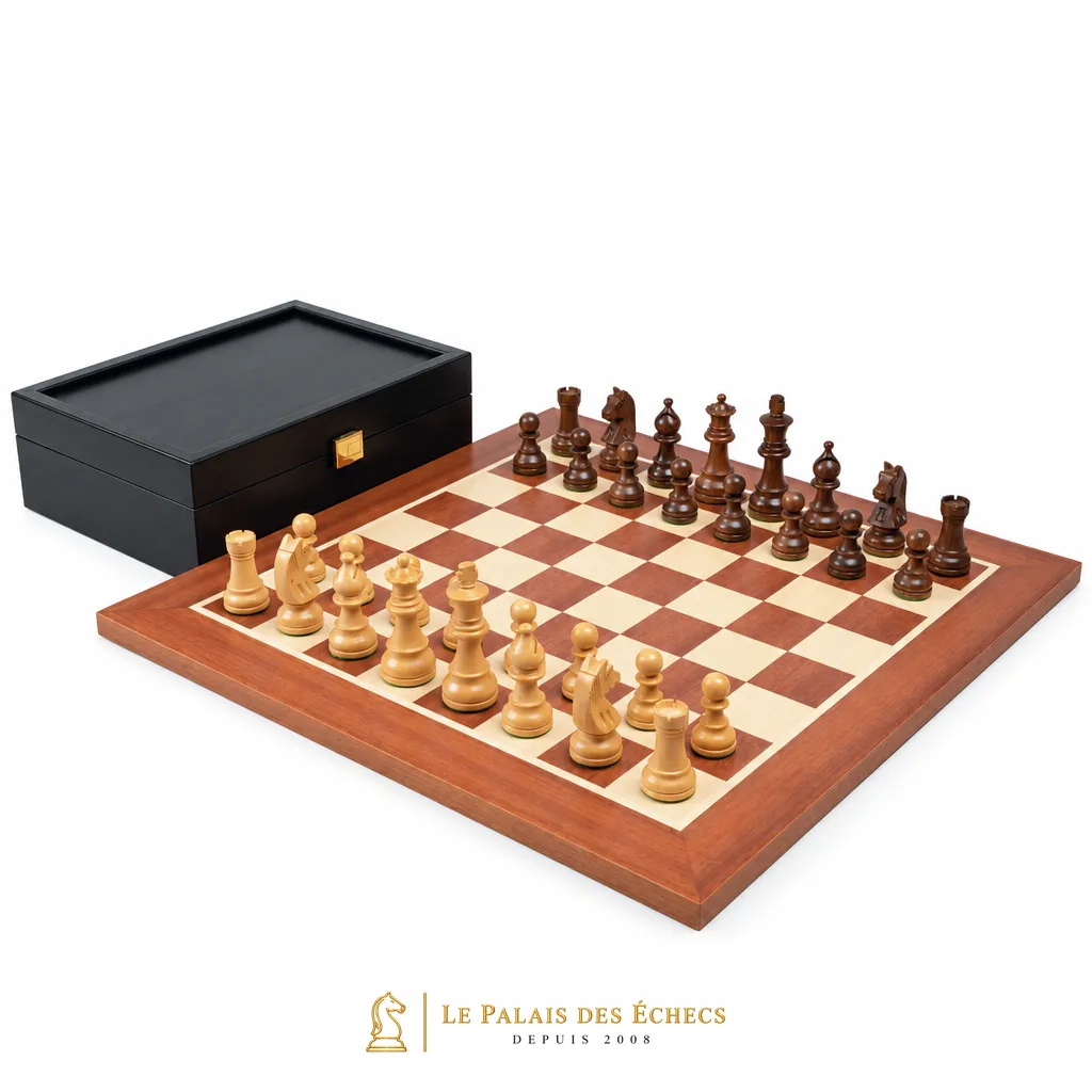 Ensemble Novice complet avec échiquier acajou, pièces acacia et coffret wenge