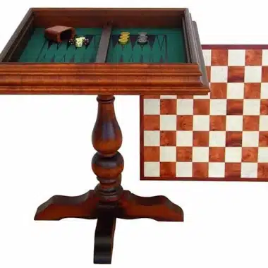 Ensemble "Staunton XL" Table Echiquier en Racine de Bruyère et Jeux d'Echecs en Bois et Laiton Massif