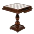 Table Luxe Echiquier et Tiroir de Rangement en Bois d'Hêtre et Plateau de Jeu en Marbre de Carrare et Albâtre de Toscane