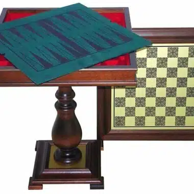 Table "Echec et Back" Echiquier en Bois & Plateau en Laiton avec Compartiment de Rangement Intégré