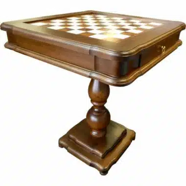 Table Classique Echiquier et Compartiment de Rangement en Bois de Bruyère et de Hêtre