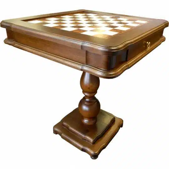 Table Classique Echiquier et Compartiment de Rangement en Bois de Bruyère et de Hêtre