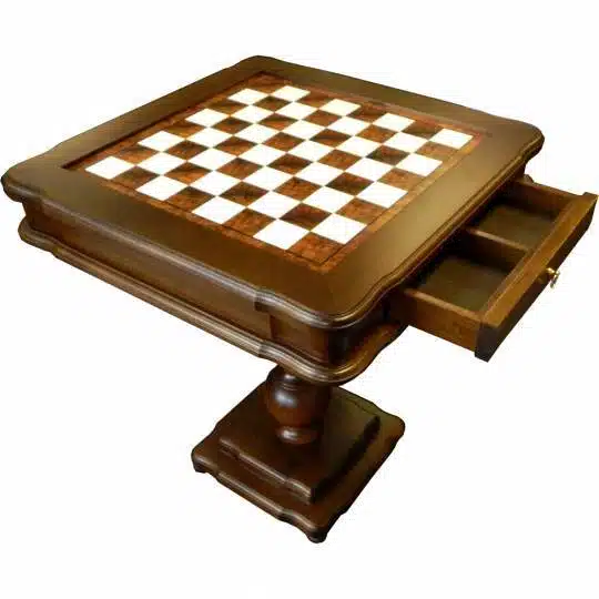 Table Classique Echiquier et Compartiment de Rangement en Bois de Bruyère et de Hêtre – Image 2
