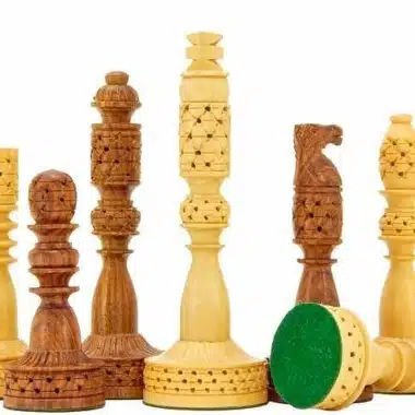 Jeu d'Echecs "Tours" en Bois de Rose Doré et Buis