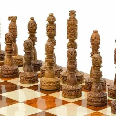 Jeu d'Echecs "Tours" en Bois de Rose Doré et Buis