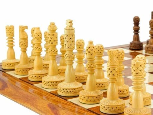 Jeu d'Echecs "Tours" en Bois de Rose Doré et Buis
