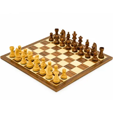 Ensemble Academy Medium : échiquier en noyer et érable avec pièces en bois de rose