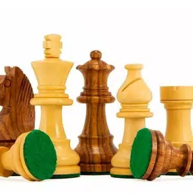 Ensemble "Academy Medium" Echiquier en Bois de Noyer et d'Erable & Jeu d'Echecs en Bois de Rose