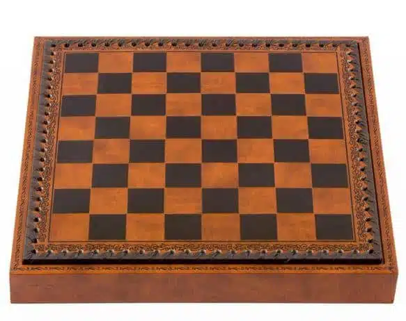 Ensemble Oriental Echiquier en Similcuir avec Rangement et Pièces d'Echecs en Métal Filigrane – Image 22