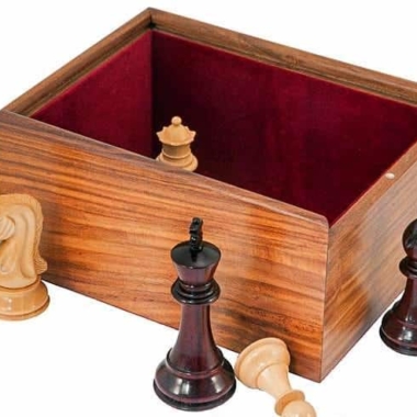 Coffret de Rangement en Bois de Rose Doré pour Jeu d'Echecs en Bois (Hauteur de Roi = 11 cm)