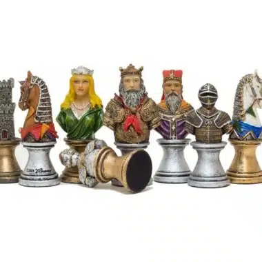 Jeu d'Echecs en Résine Peint à la Main"Buste Médiéval"