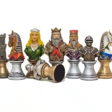 Alternative view of Ensemble Buste Médieval IV Echiquier avec Rangement en Similicuir & Jeu d'Echecs en Résine Peint à la Main