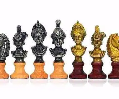 Jeu d'Echecs "Buste Romain" en Bois et Métal