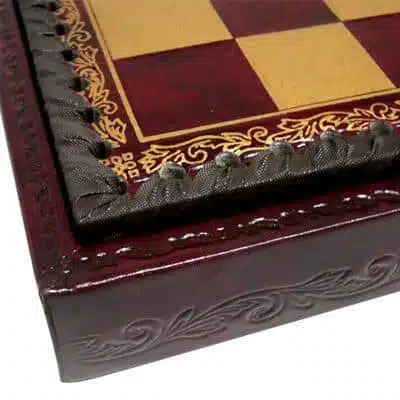 Ensemble Mignon Flower VIII Echiquier Rouge avec Rangement et Jeu d'Echecs en Métal – Image 8