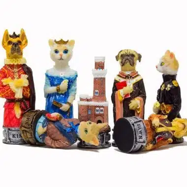 Jeu d'Echecs en Résine "Chiens vs Chats"