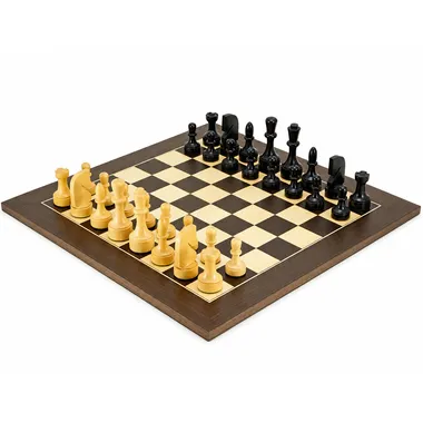 Ensemble complet échiquier érable et wengé avec pièces en buis ébonisé