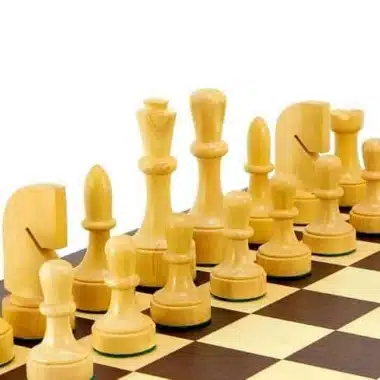 Ensemble "Contemporain" Echiquier en Bois d'Erable et Wenge & Jeu d'Echecs en Buis Ebonisé