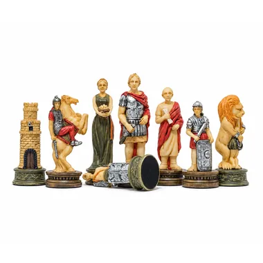 Pièces d'échecs Romains vs Gladiateurs, détail des bases en feutrine