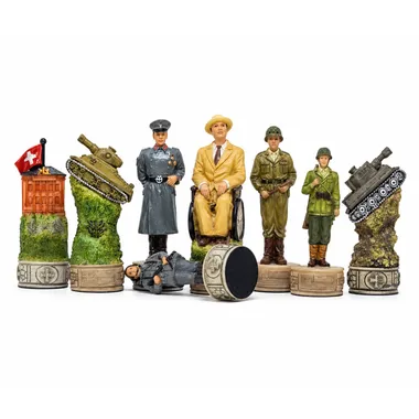 Jeu d'échecs Hitler vs Roosevelt, ensemble des pièces des deux camps