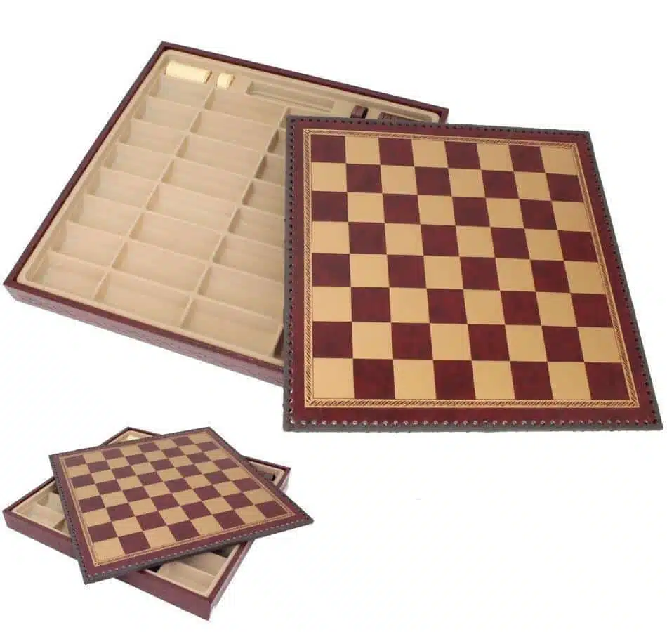 Ensemble Mignon Flower VIII Echiquier Rouge avec Rangement et Jeu d'Echecs en Métal – Image 9