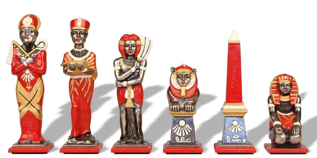 Jeu d'Echecs en Métal Peint à la Main Égypte – Image 3