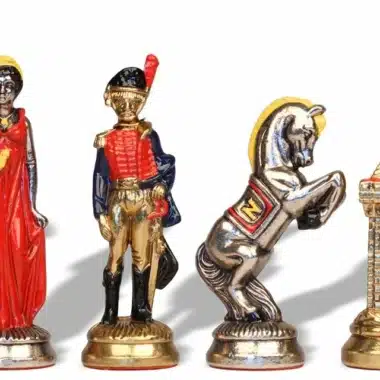 Jeu d'Echecs en Métal Peint à la Main Napoléon Waterloo