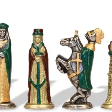 Jeu d'Echecs en Métal Peint à la Main Médiéval