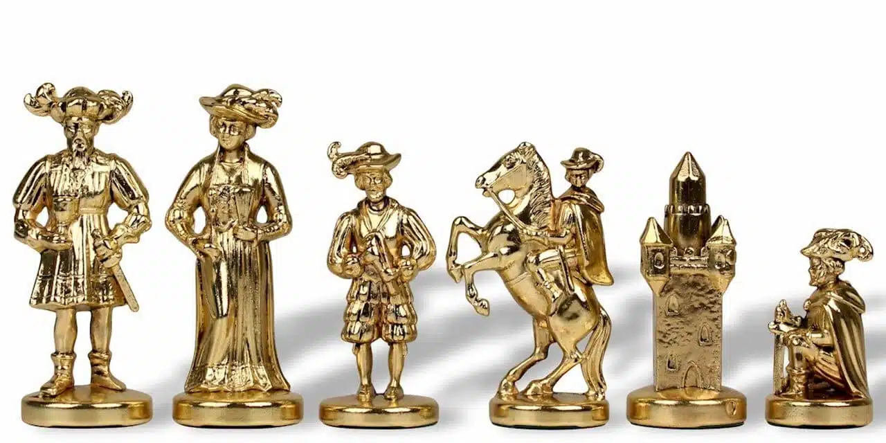 Ensemble Lanzichenecchi III Echiquier en Bois et Jeu d'Echecs en Métal – Image 5