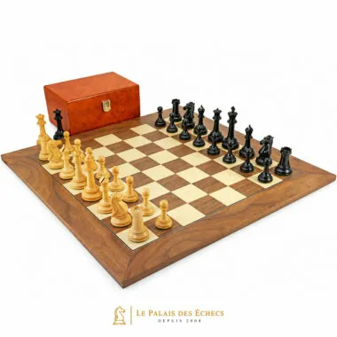 Ensemble Parthénon complet avec échiquier noyer et érable et coffret de rangement