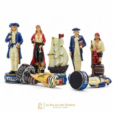 Pièces debout et couchées, détail du roi pirate et du galion
