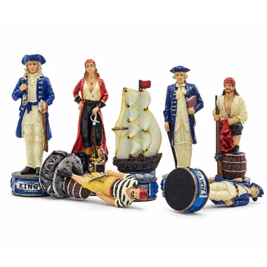 Pièces debout et couchées, détail du roi pirate et du galion