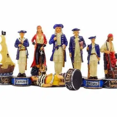 Ensemble "Pirates" Echiquier en Similicuir et Jeu d'Echecs en Résine