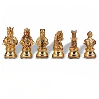 Jeu d'Echecs en Etain Plaqué Or et Argent