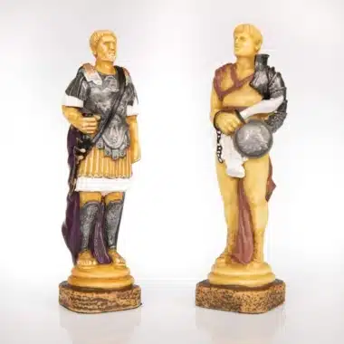 Deux rois Spartacus I en armure romaine, détail des figurines peintes à la main
