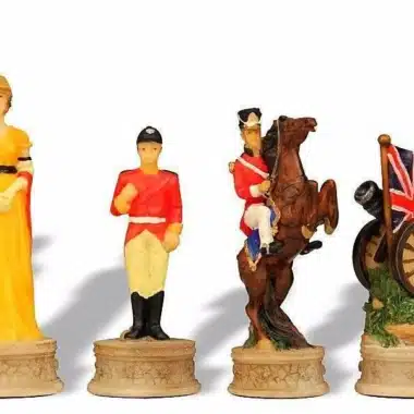 Pièces d'échecs Bataille de Waterloo II : dame, soldat, cavalier et canon britannique